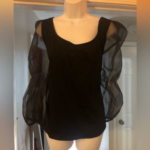 Eloquii puff sleeve black top NWT